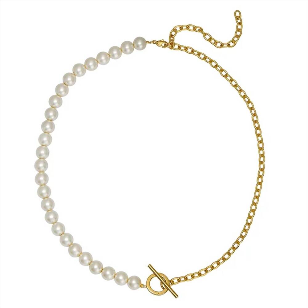 NEW GOLDBUG COLLECTION women's half and half toggle necklace in gold